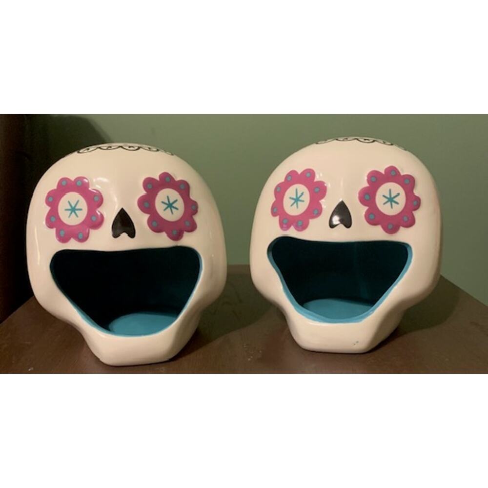 Sugar Skull Ceramic Painted Candy Dish - Set of 2
